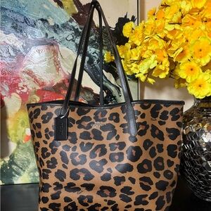 Coach Leopard Print Tote - Tan and Black / NWOT
